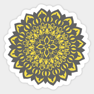 Flower Mandala Grey and Yellow Sticker